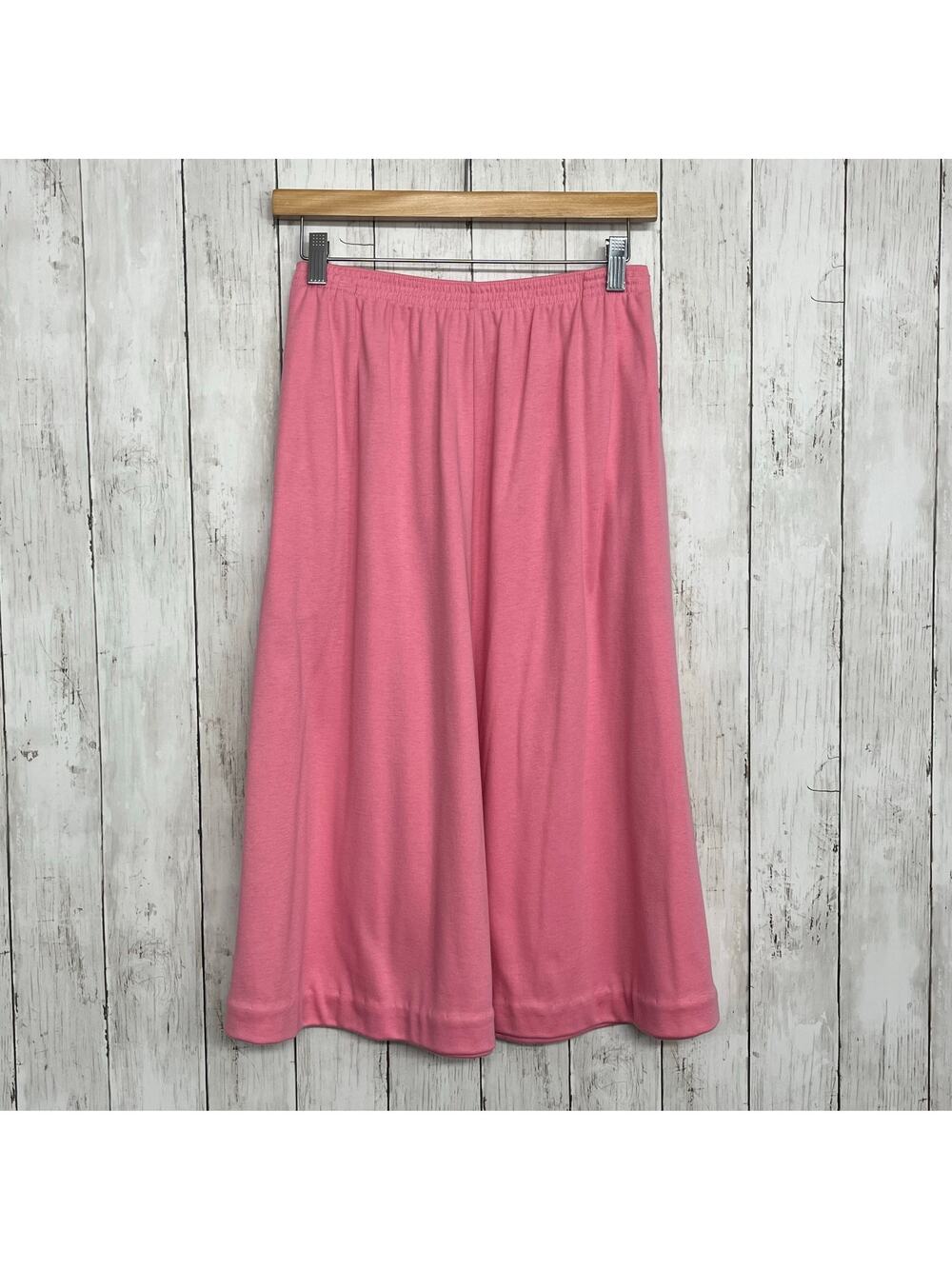 Vintage 80s Folio Fire Islander Pink Pleated Stretch USA High Waist Midi Skirt